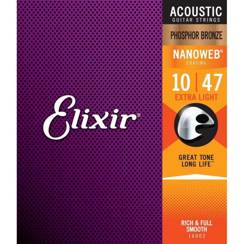 ELIXIR 16002 Nanoweb Extra Light Acoustic Phosphor Bronze 10-47